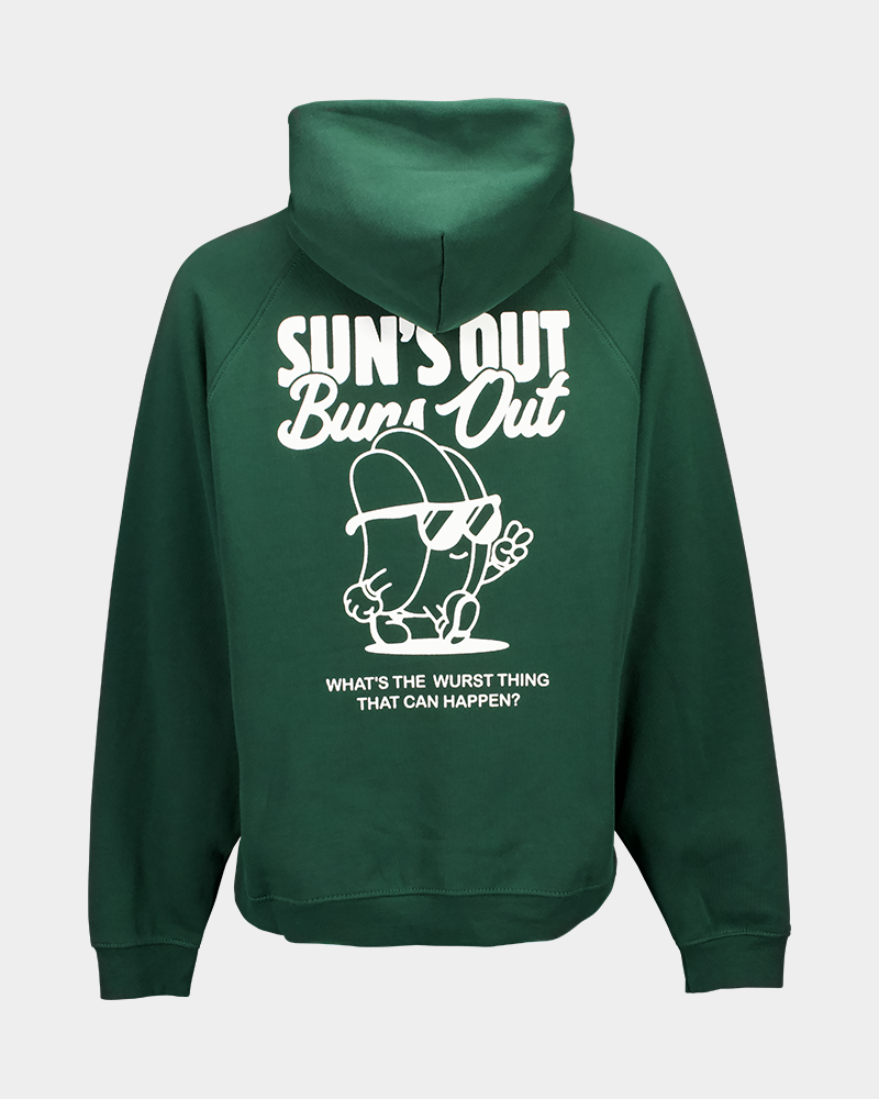 green hoodie with big back print