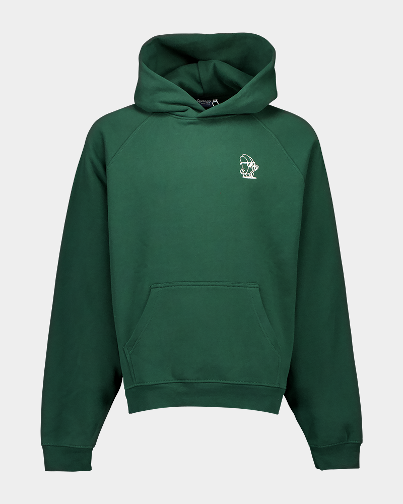 green hoodie from the front