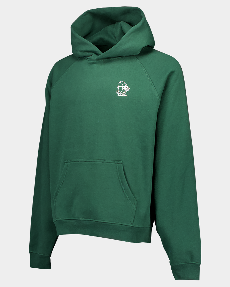 green hoodie from the side